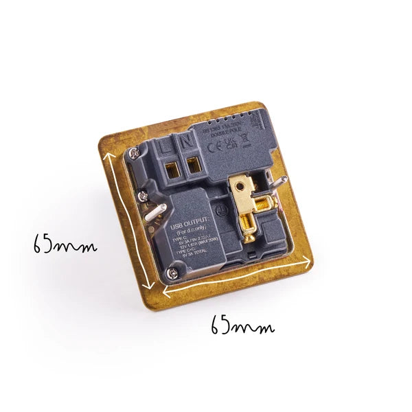 Pooky - Lucian Single Socket With USB Type C With Black Inserts - Top Brass