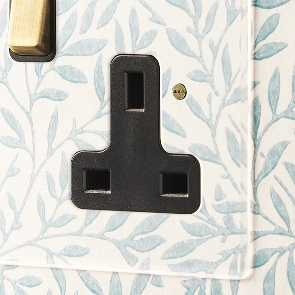 Pooky - Lucian Perspex Double Socket with USB Type C - Clear Perspex Black Inserts and Aged Brass Switch