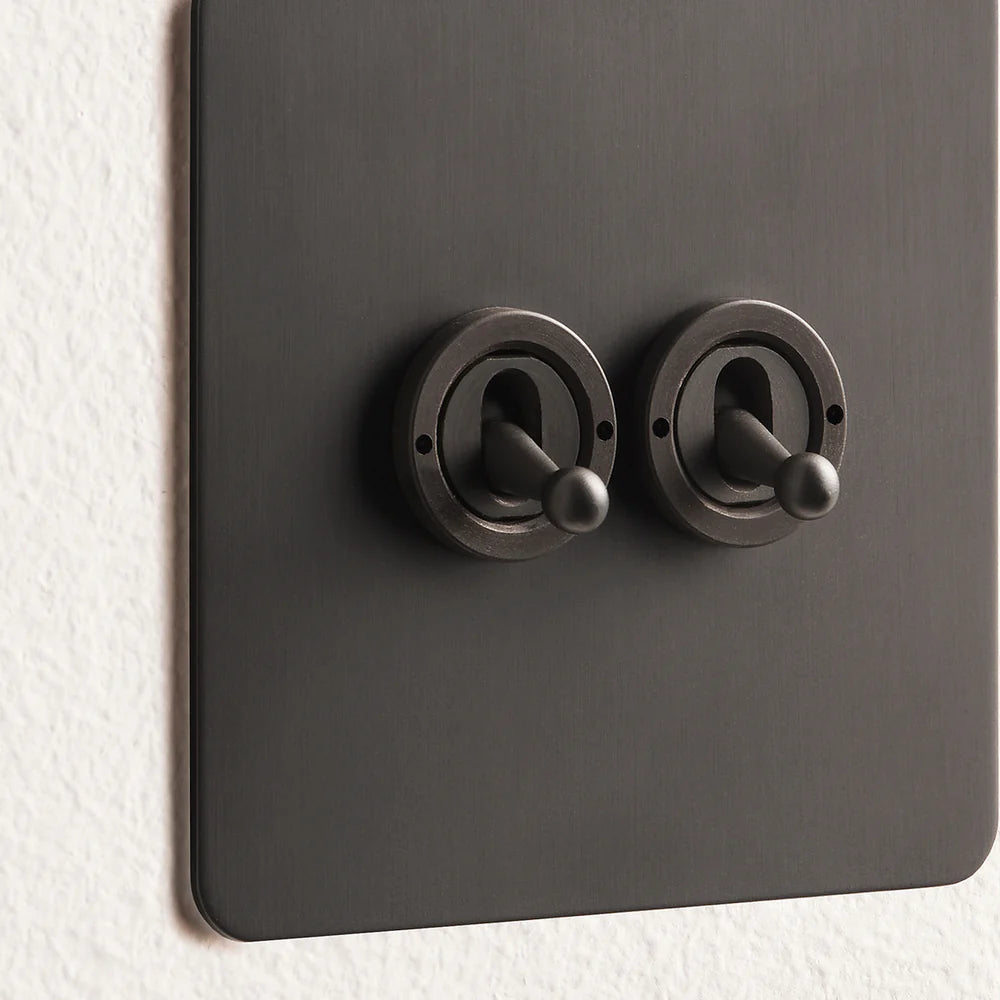 Pooky Lucian Two Gang Intermediate Toggle Switch in Bronze