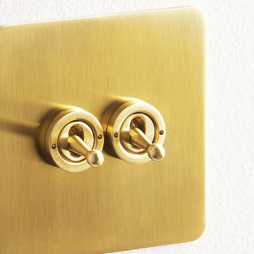 Pooky Lucian Two Gang Intermediate Toggle Switch in Top Brass