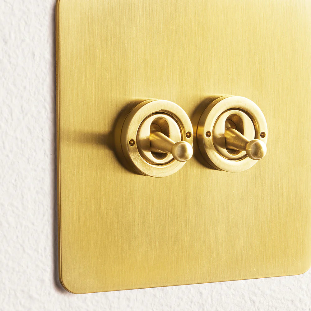 Pooky Lucian Two Gang Intermediate Toggle Switch in Top Brass