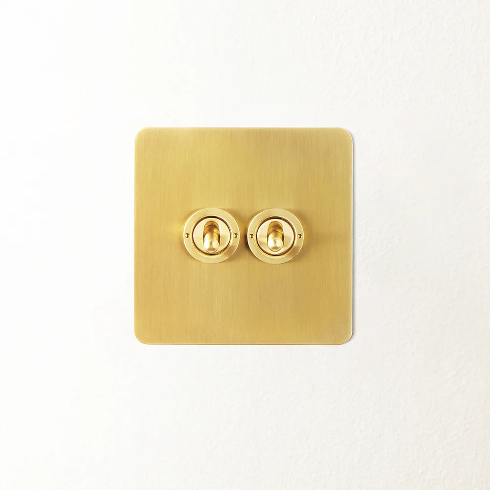 Pooky Lucian Two Gang Intermediate Toggle Switch in Top Brass