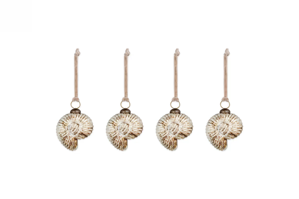 Nkuku - Sachin Shell Baubles - Rustic Gold (Set of 4)