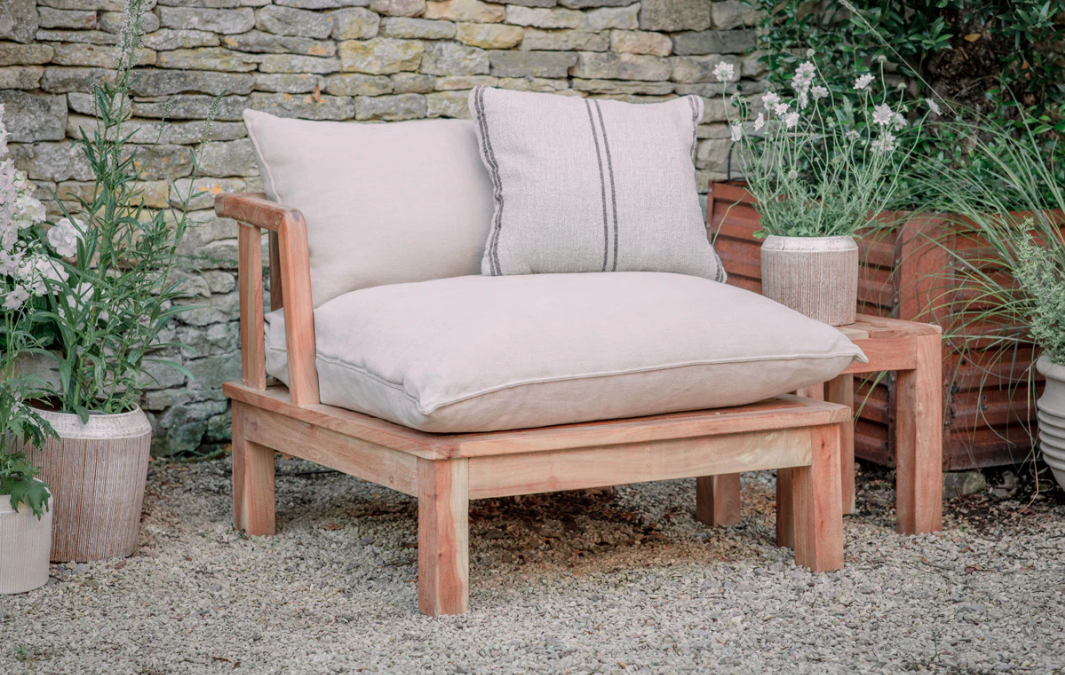 Nkuku Sadhi Mango Wood Outdoor Love Seat - Natural