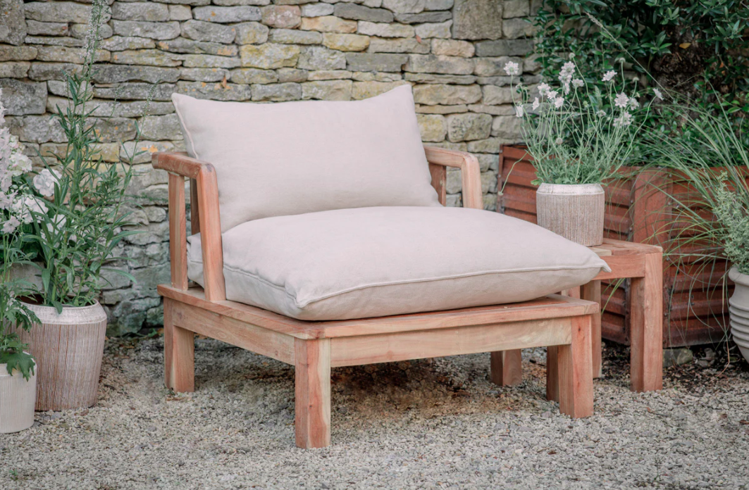 Nkuku Sadhi Mango Wood Outdoor Love Seat - Natural