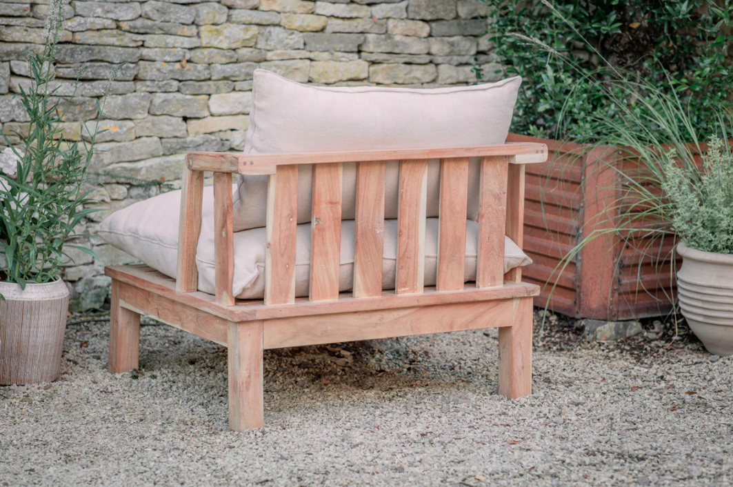 Nkuku Sadhi Mango Wood Outdoor Love Seat - Natural