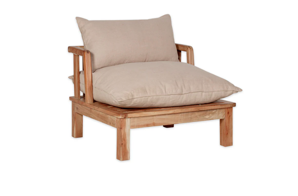 Nkuku Sadhi Mango Wood Outdoor Love Seat - Natural