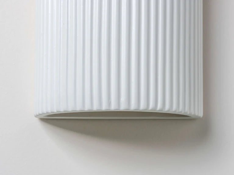 Houseof White Ribbed Ceramic Pillar IP44 Wall Light