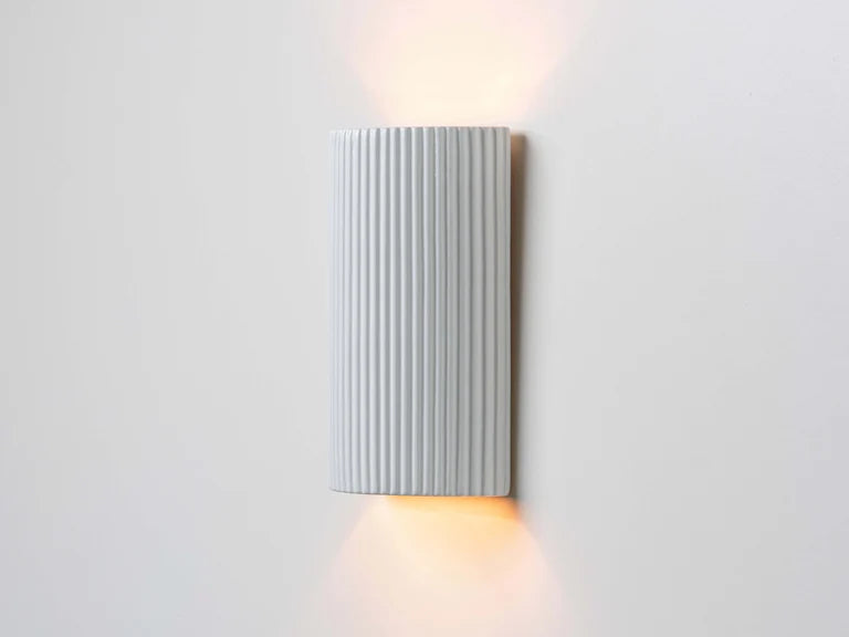 Houseof White Ribbed Ceramic Pillar IP44 Wall Light
