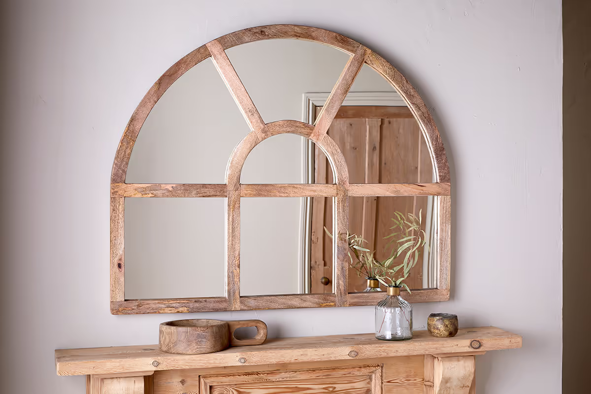 Nkuku - Sande Arched Mango Wood Mirror - Natural