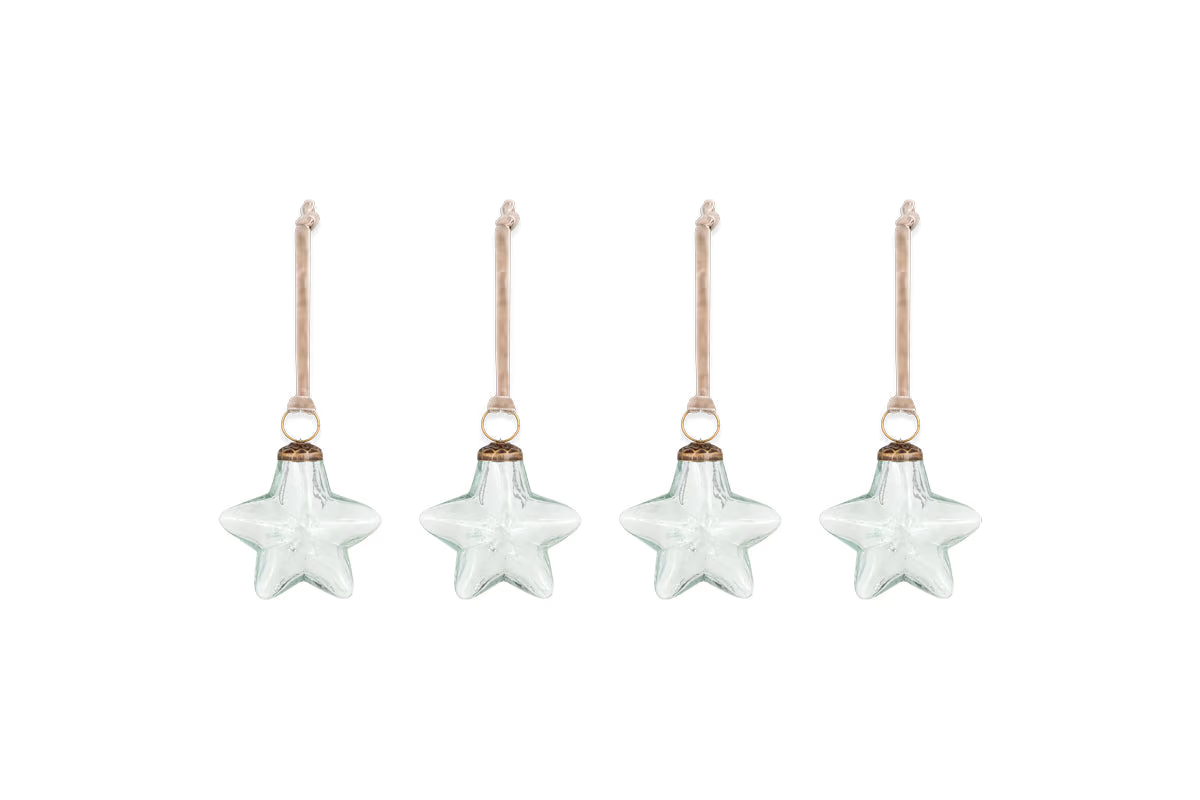 Nkuku - Sardi Star Baubles - Clear (Set of 4)
