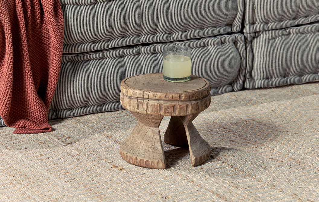 Nkuku Salman Wooden Decorative Stool - Natural