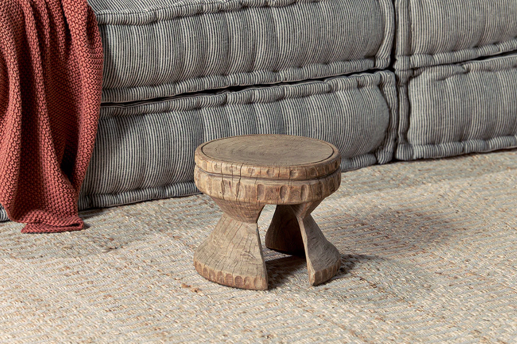 Nkuku Salman Wooden Decorative Stool - Natural
