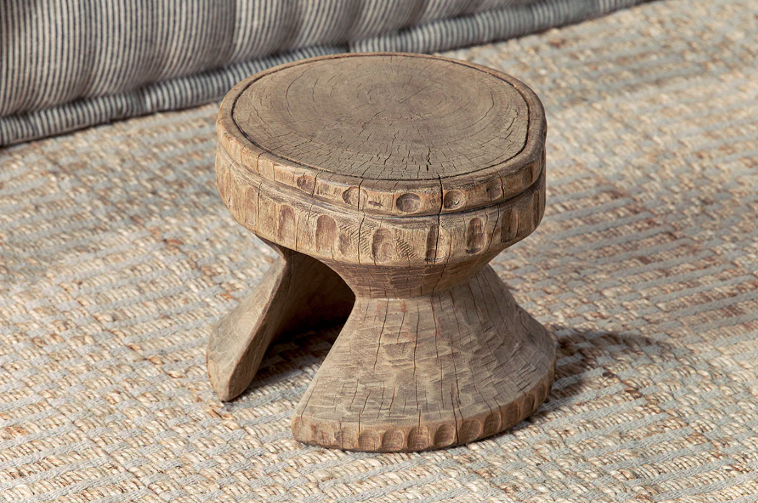 Nkuku Salman Wooden Decorative Stool - Natural