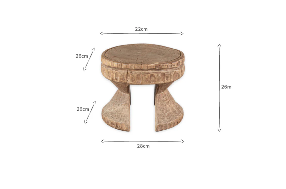 Nkuku Salman Wooden Decorative Stool - Natural