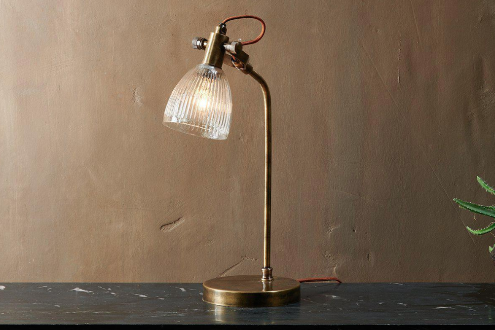 Nkuku Rarni Recycled Glass Table Lamp - Antique Brass