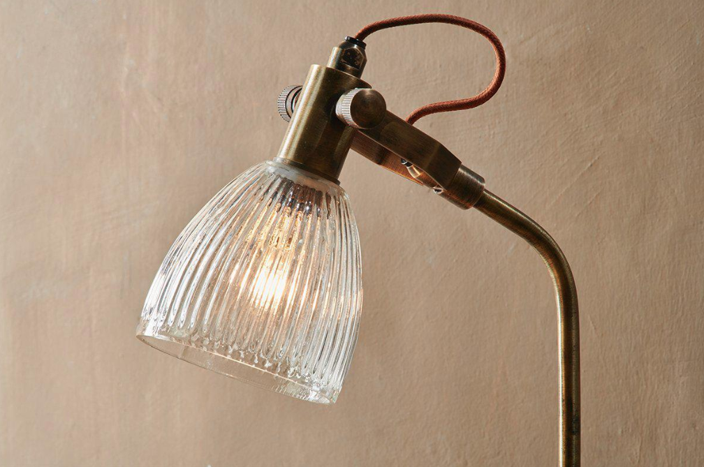 Nkuku Rarni Recycled Glass Table Lamp - Antique Brass