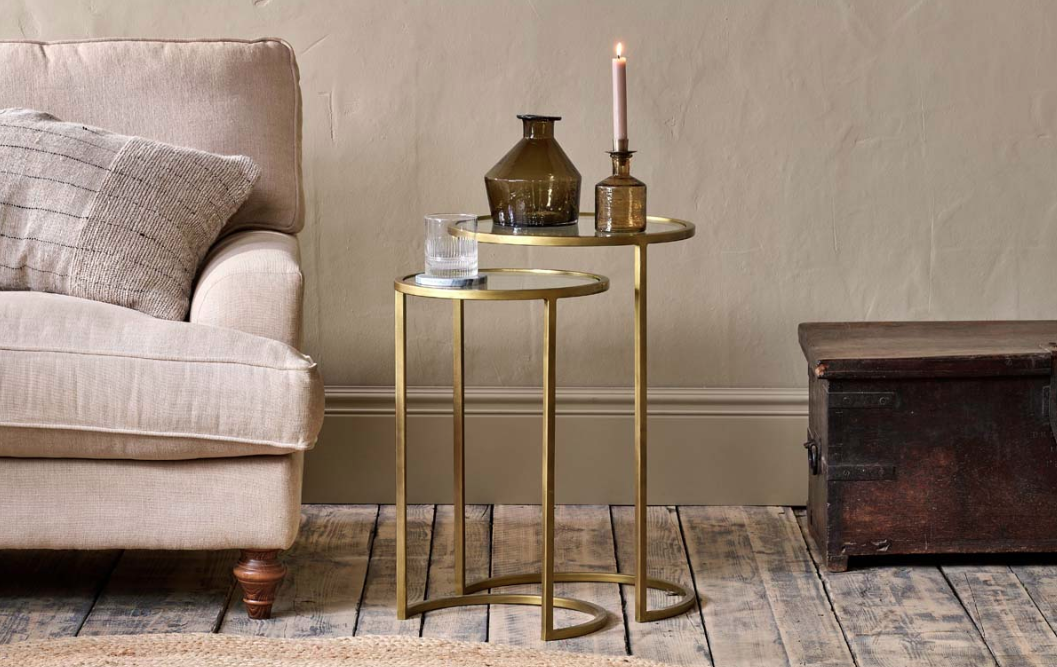 Nkuku - Nakuru Iron & Glass Side Table Set - Brass