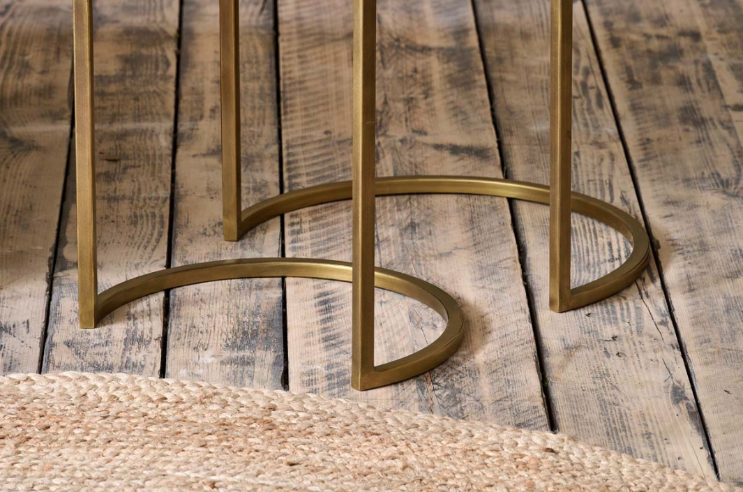 Nkuku - Nakuru Iron & Glass Side Table Set - Brass