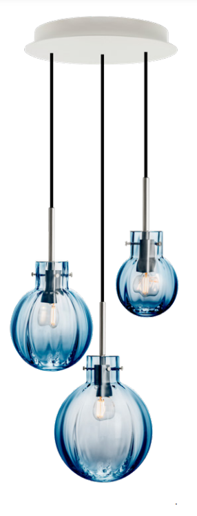 Hadeland Glassverk Sea View 3 piece Crystal Sphere cluster pendant light