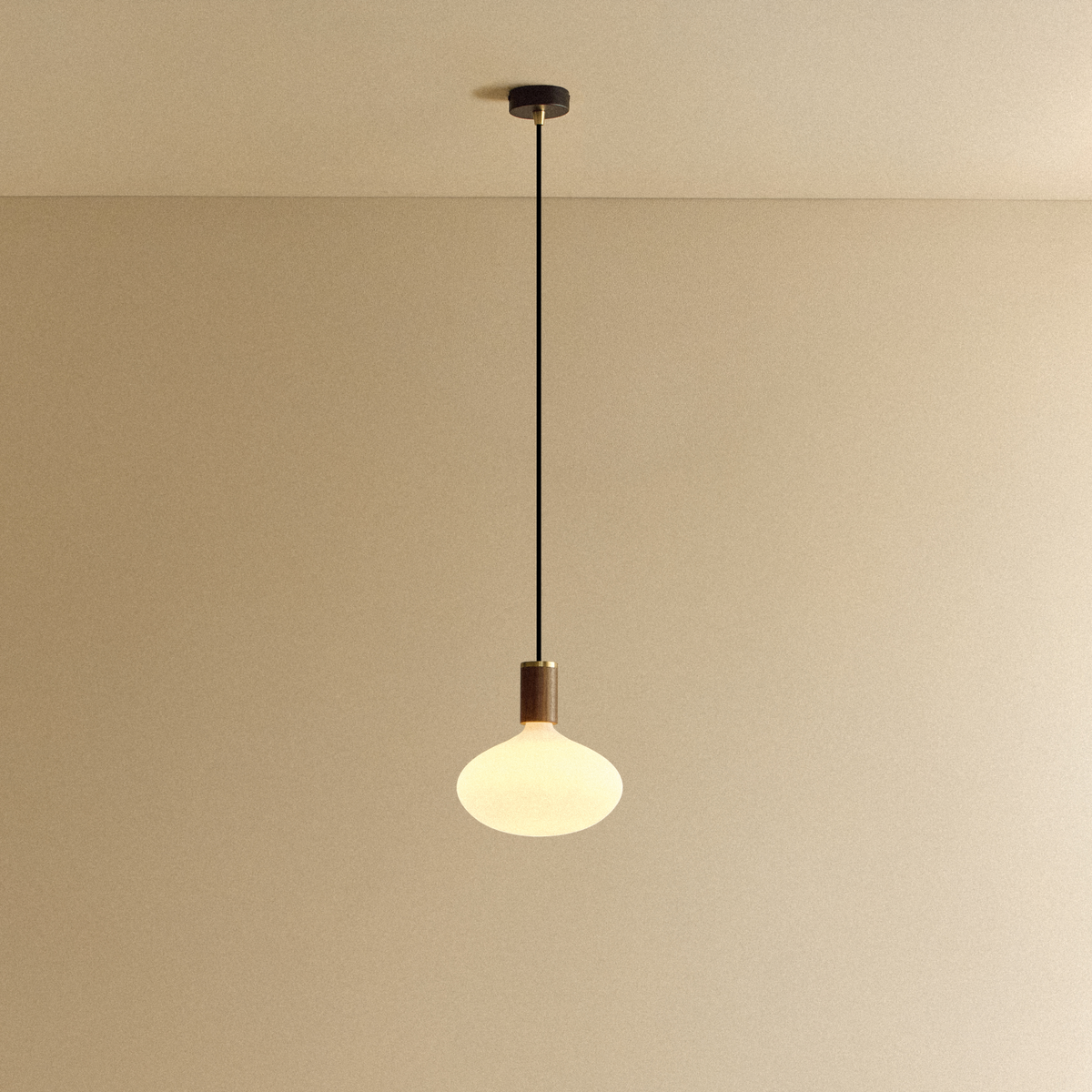 Tala Oval Dim-to-Warm Pendant Light in Walnut