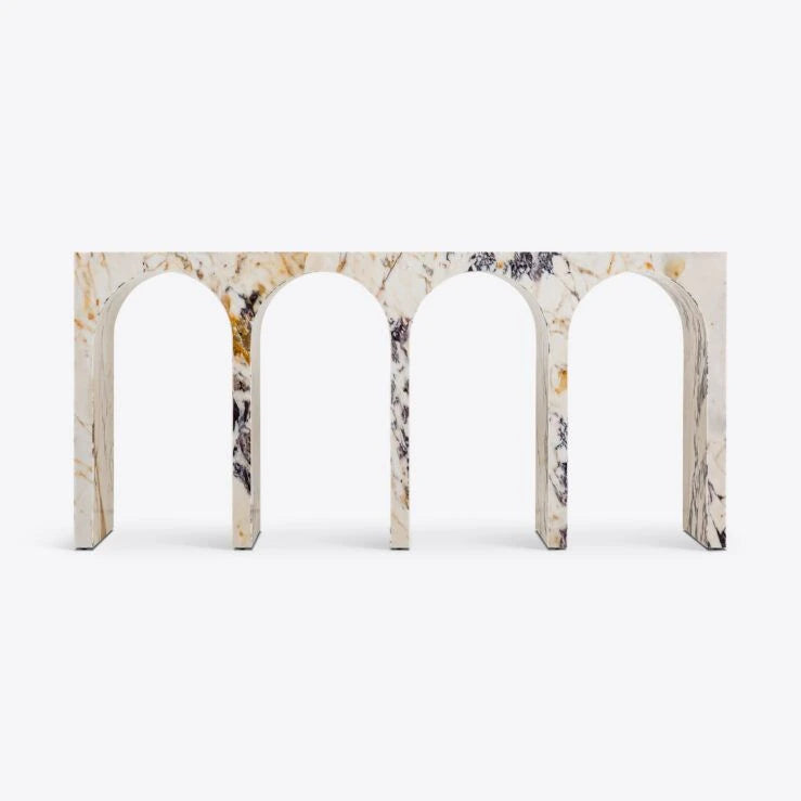Pure White Lines Siren Viola Marble Console Table