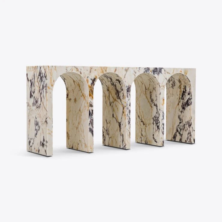 Pure White Lines Siren Viola Marble Console Table