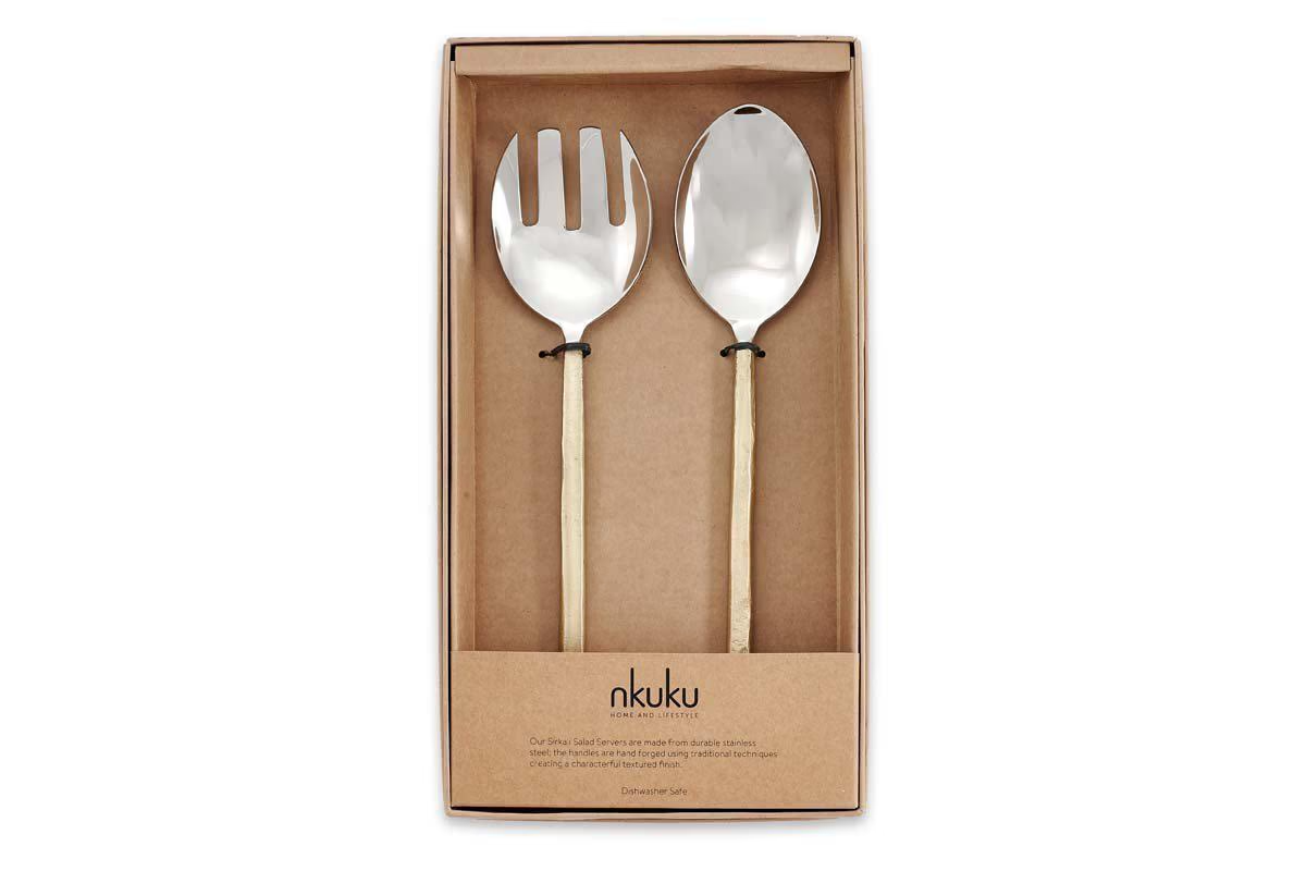 Nkuku - Sirkali Salad Server Set - Brushed Gold (Set of 2)