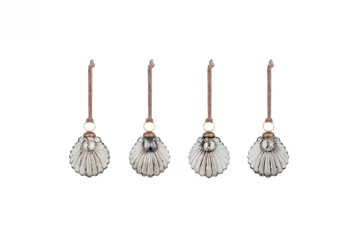 Nkuku - Sohni Shell Baubles - Gold & Cream - (Set of 4)
