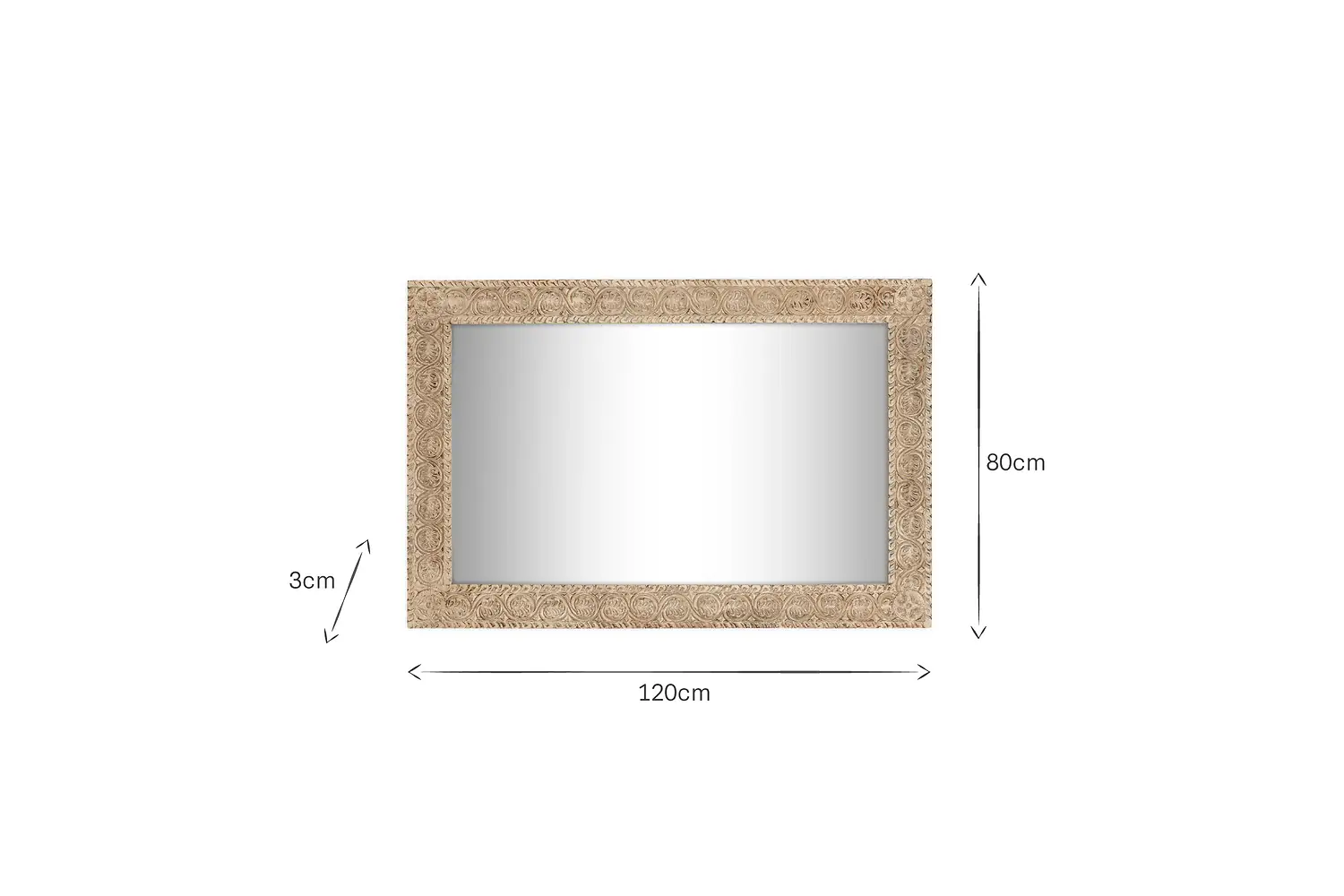 Nkuku - Tannir Mango Wood Carved Mirror - Natural