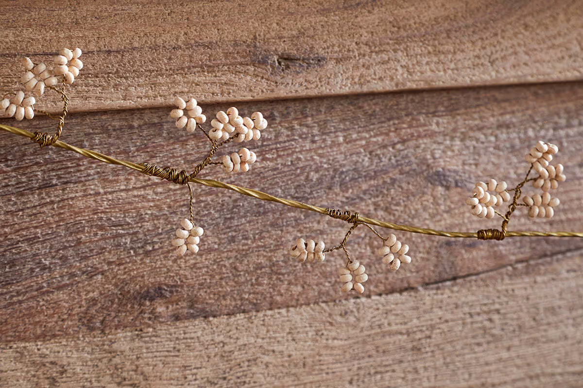 Nkuku - Tanu Mango Wood Beaded Garland - Brass & Natural