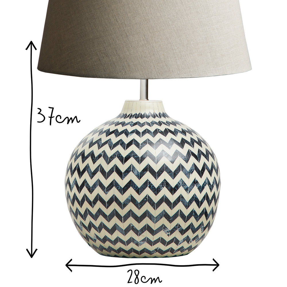Pooky - Jaggery Table Lamp Base - Navy and Off White Bone