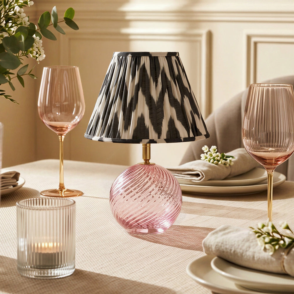 Pooky - Daniella Rechargeable Table Lamp Base - Pink Cut Glass