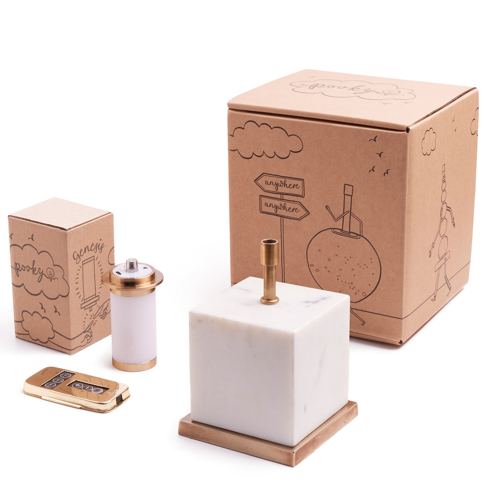Pooky - Doorstop Rechargeable Table Lamp Base - White Marble