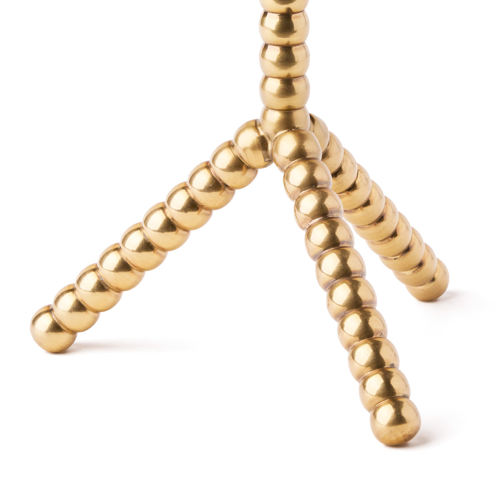 Close-up of the three-pronged beaded foot on the Pooky - Knobble Rechargeable Table Lamp Base - Brass