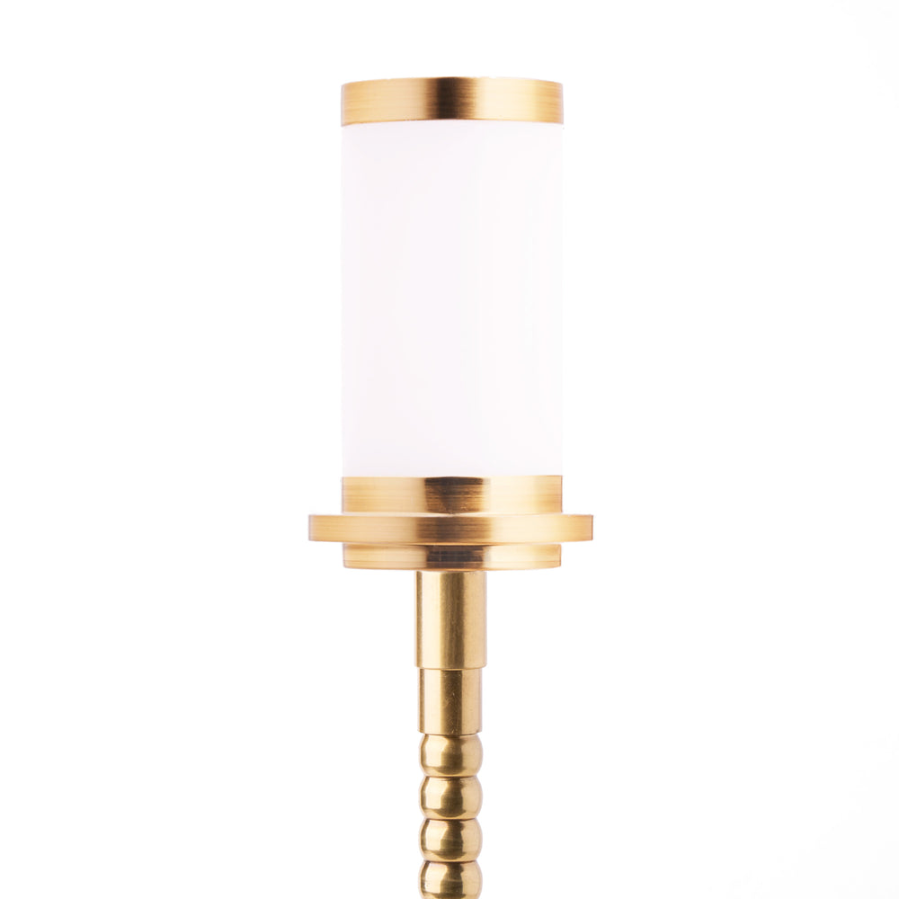 Close-up of the Pooky - Knobble Rechargeable Table Lamp Base - Brass showing its bobbled stem.