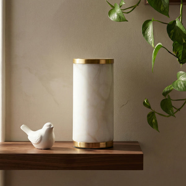 Pooky - Luxe Rechargeable Table Lamp - Alabaster and Brass