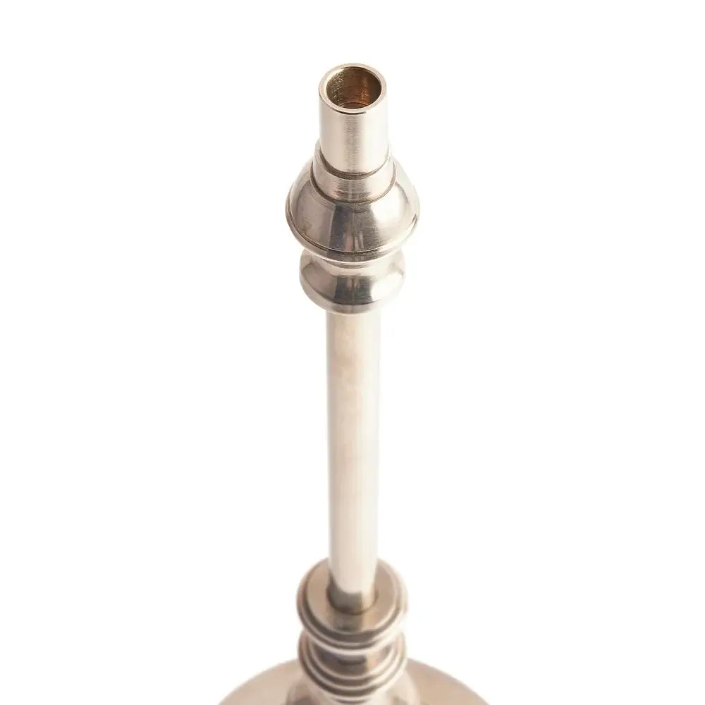 Close-up view of the Pooky Orlando Rechargeable Table Lamp in Silver metal base and fitting design.
