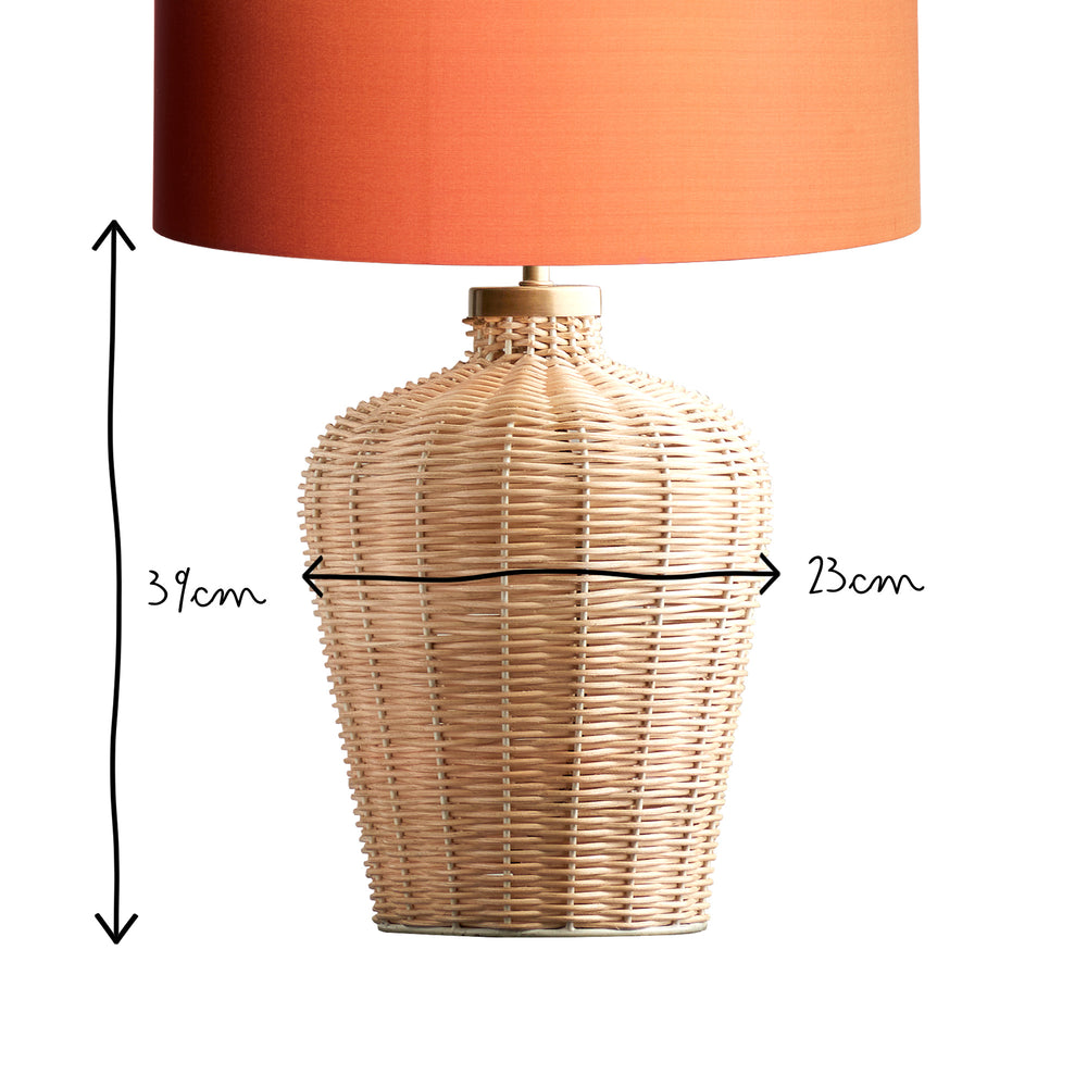 Pooky - Regular Rattle Table Lamp Base - Natural Cane dimensions: 39cm height, 23cm width.