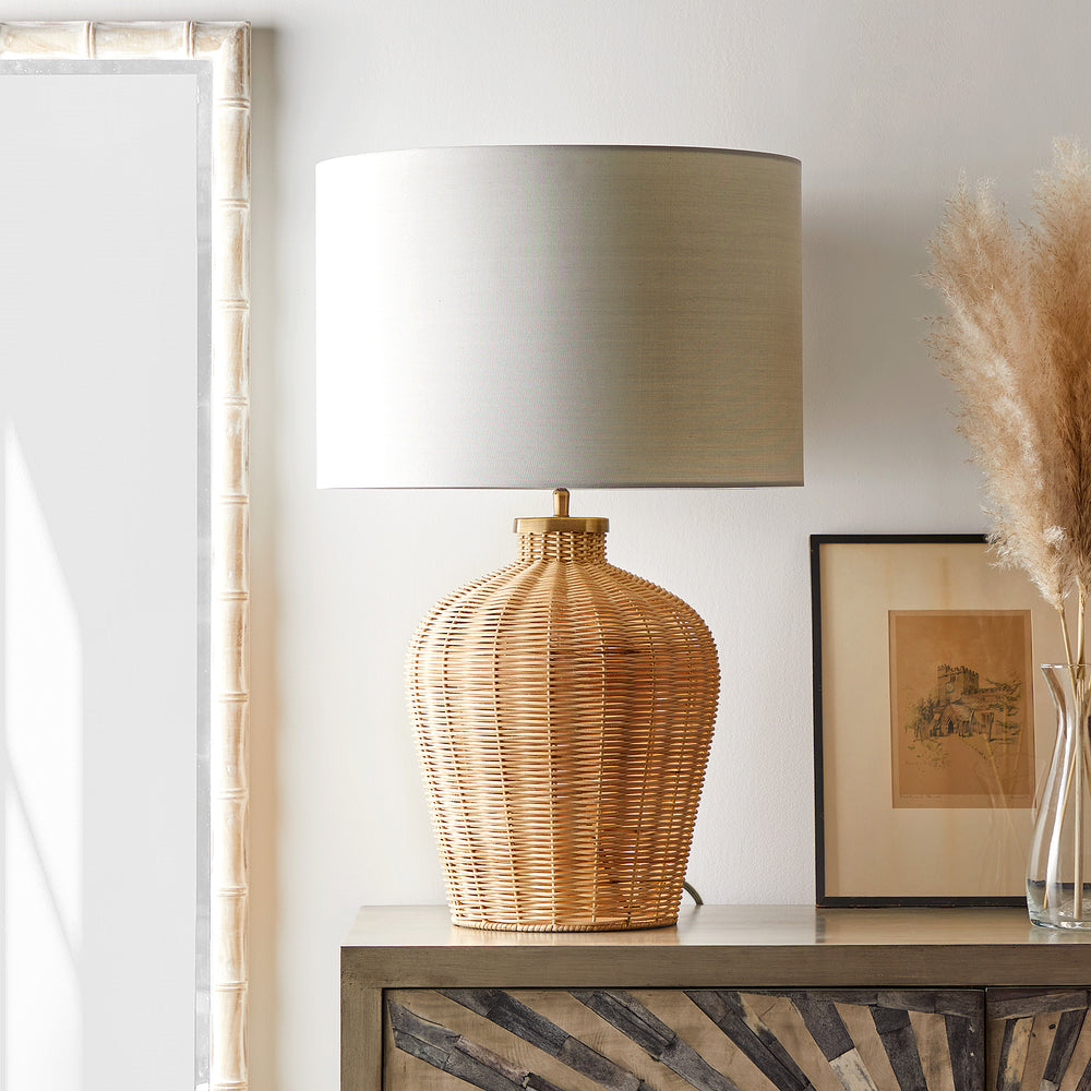 Pooky - Larger Rattle Table Lamp Base - Natural Cane