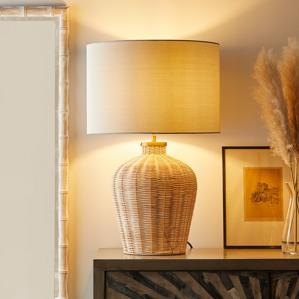 Pooky - Larger Rattle Table Lamp Base - Natural Cane