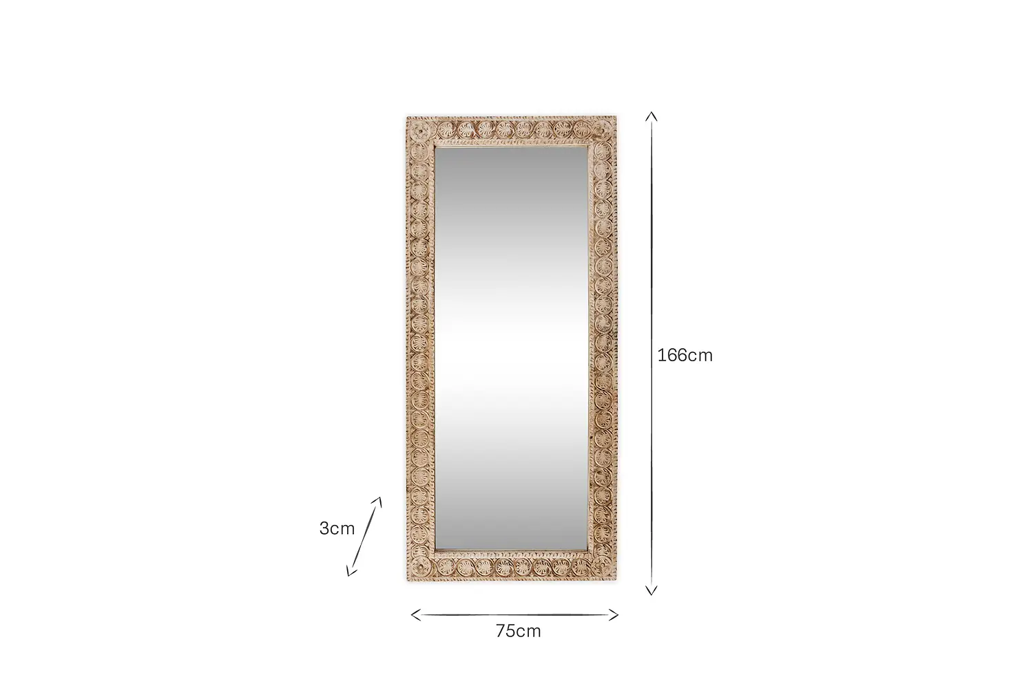Nkuku - Tannir Carved Mango Wood Mirror - Natural