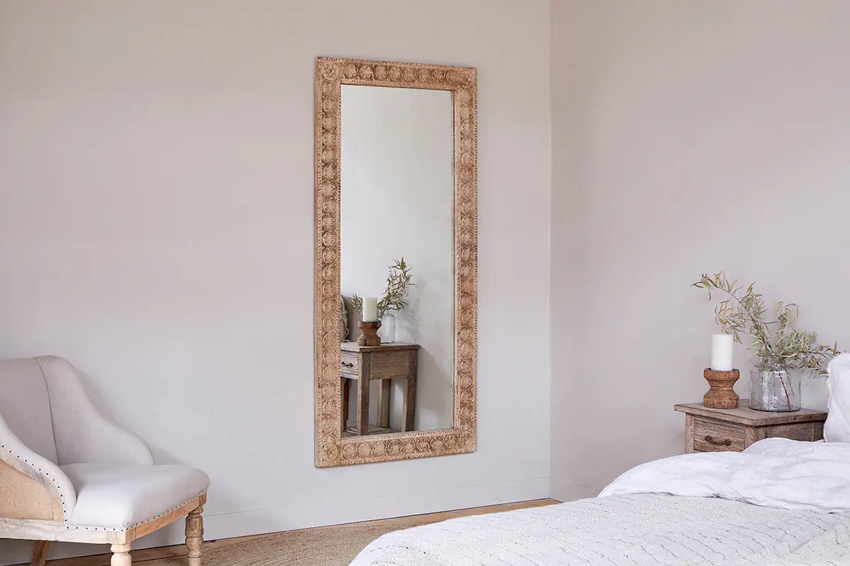 Nkuku - Tannir Carved Mango Wood Mirror - Natural
