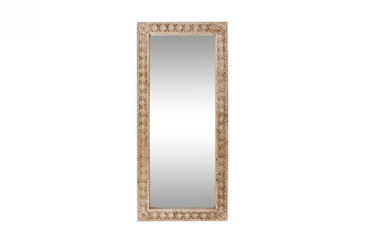 Nkuku - Tannir Carved Mango Wood Mirror - Natural