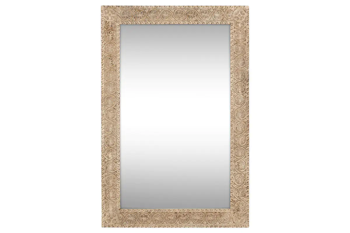 Nkuku - Tannir Mango Wood Carved Mirror - Natural