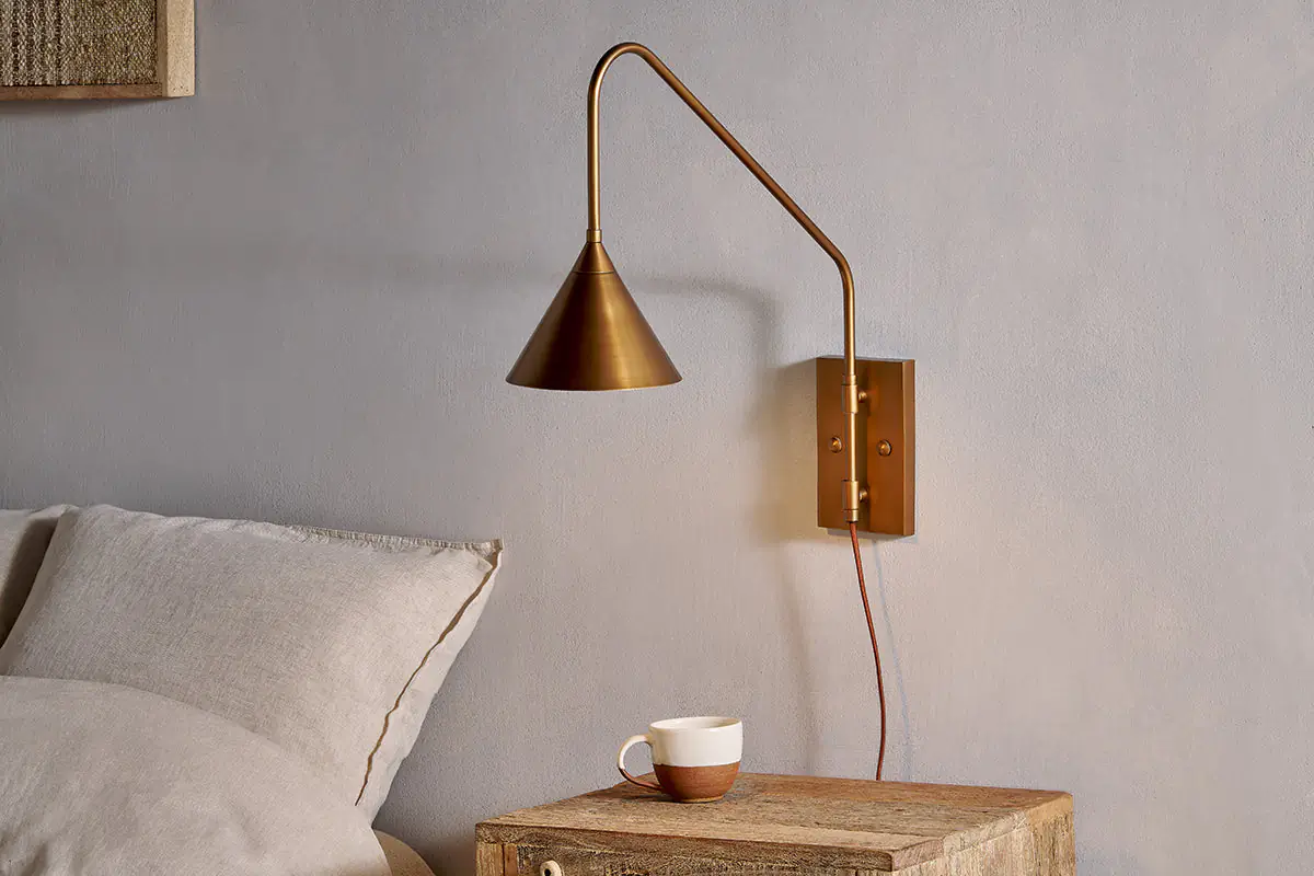 Nkuku - Thottam Swing Arm Wall Lamp - Antique Brass