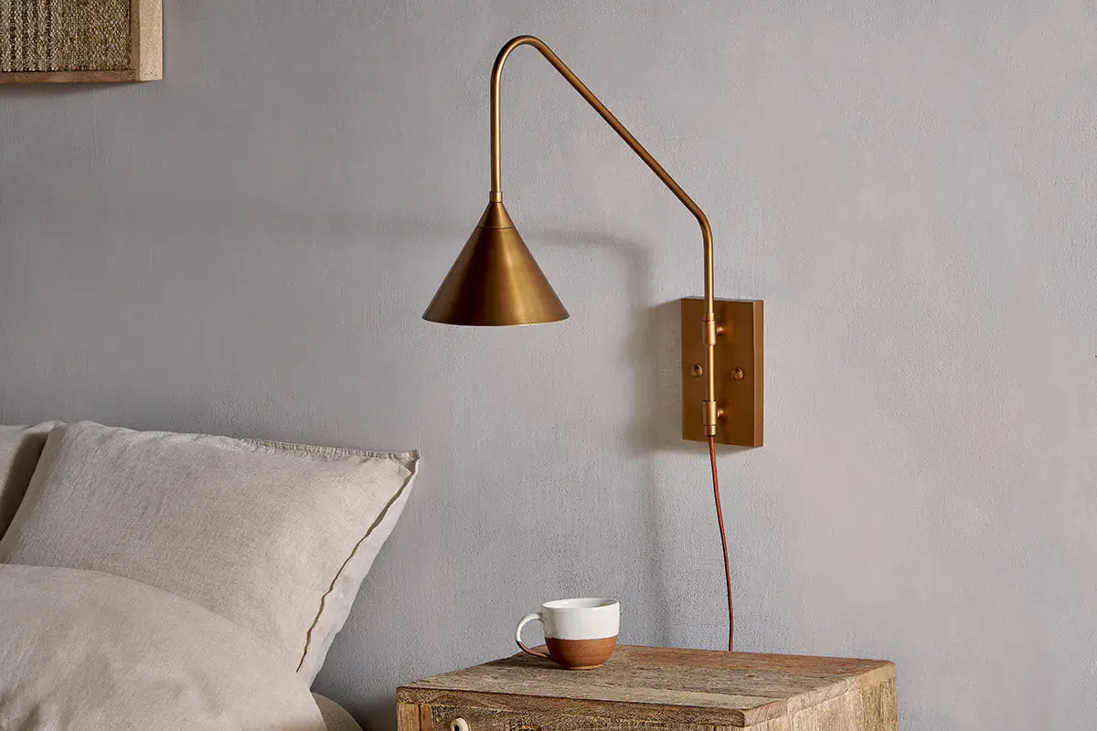 Nkuku - Thottam Swing Arm Wall Lamp - Antique Brass