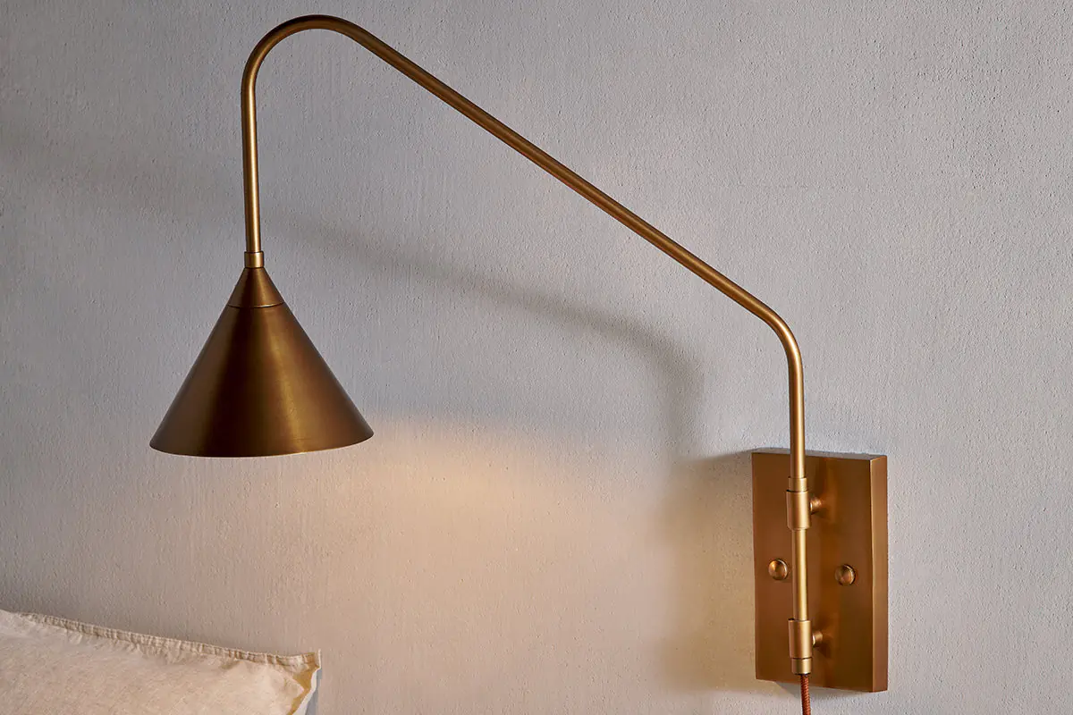 Nkuku - Thottam Swing Arm Wall Lamp - Antique Brass