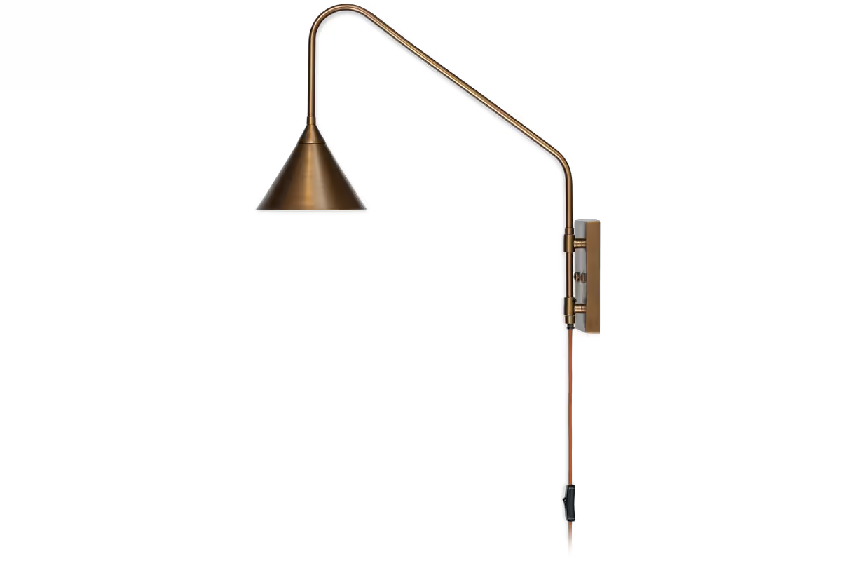 Nkuku - Thottam Swing Arm Wall Lamp - Antique Brass