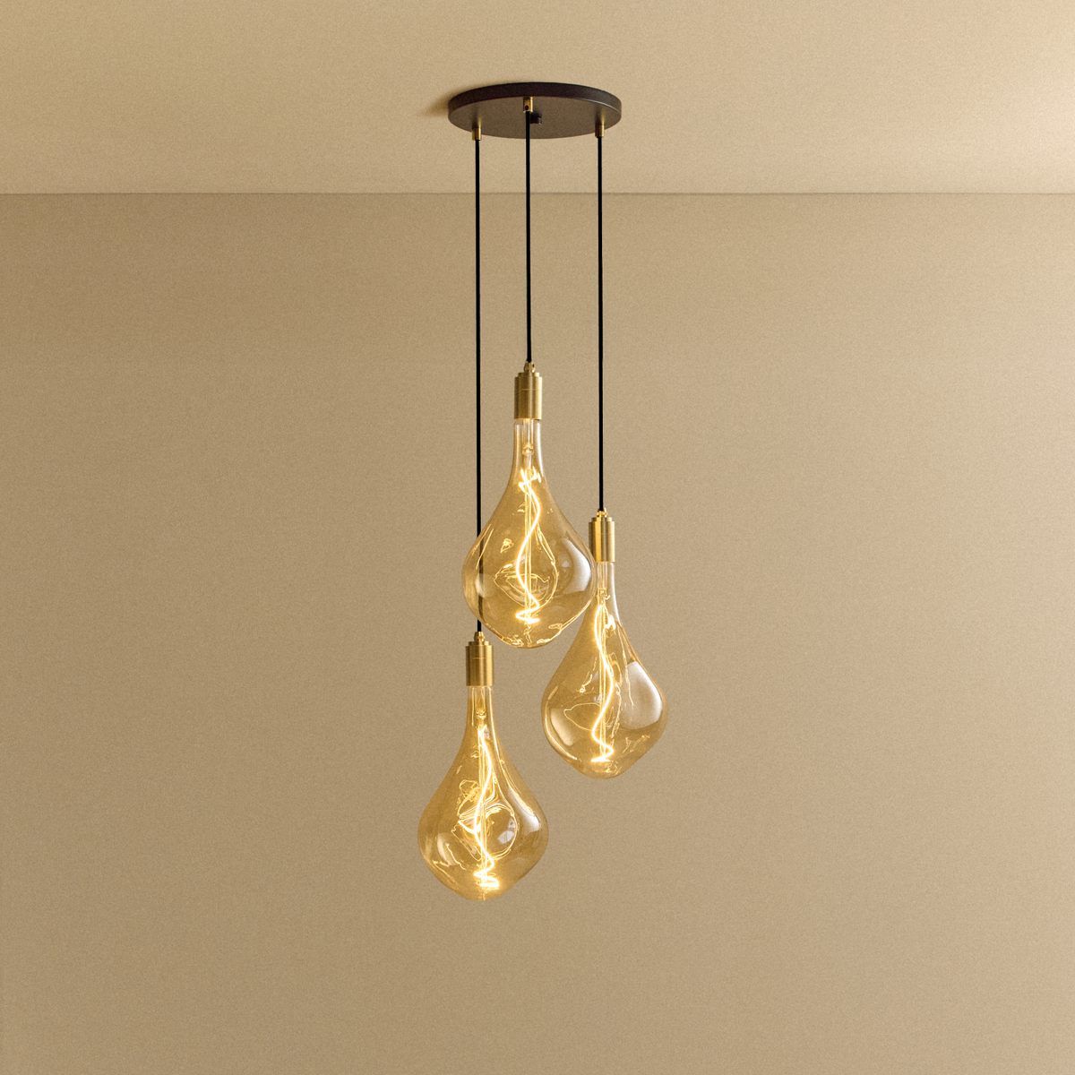 Tala Triple Pendant in Brass + Voronoi III